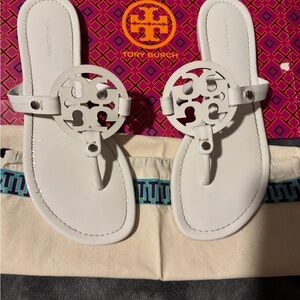 Tory Burch White Miller Sandals